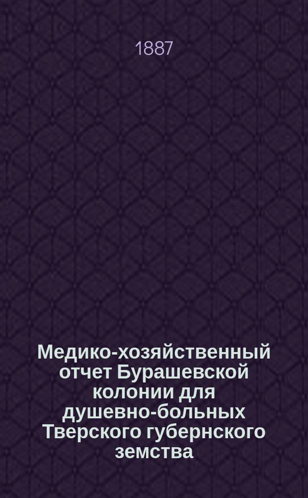 Медико-хозяйственный отчет Бурашевской колонии для душевно-больных Тверского губернского земства... с 1 ноября 1884 г. до 1 ноября 1885 года