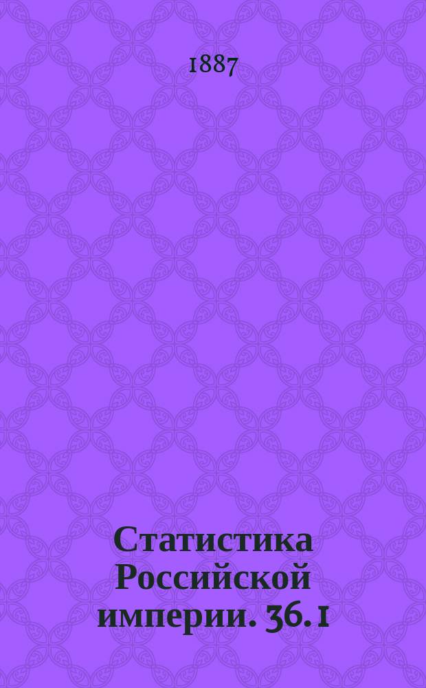 Статистика Российской империи. 36. 1 (1896), 2 (1897)