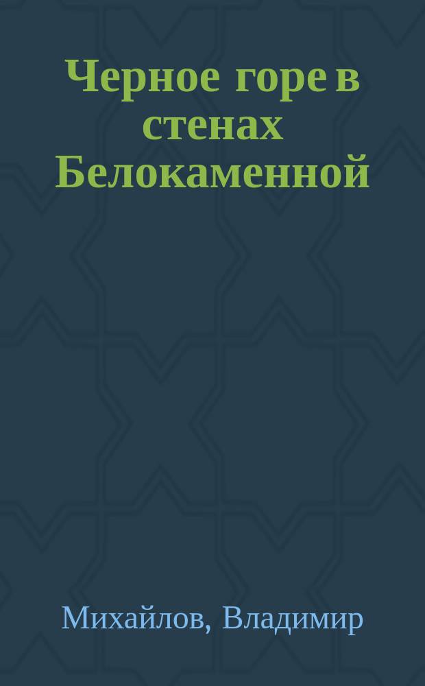 Черное горе в стенах Белокаменной : Исторический роман