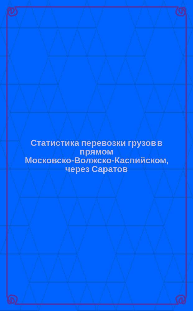 Статистика перевозки грузов в прямом Московско-Волжско-Каспийском, через Саратов, товарном сообщении за 1893 и 1894 года : (Сообщена Правл. О-ва Рязанско-Уральской ж. д.)