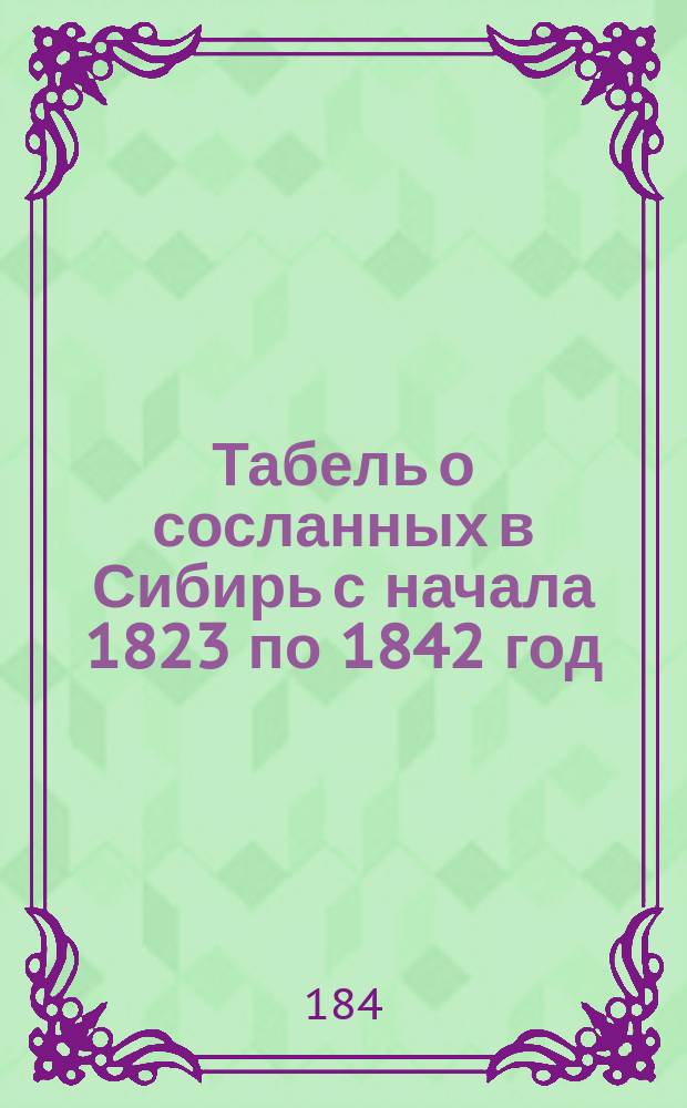 Табель о сосланных в Сибирь с начала 1823 по 1842 год