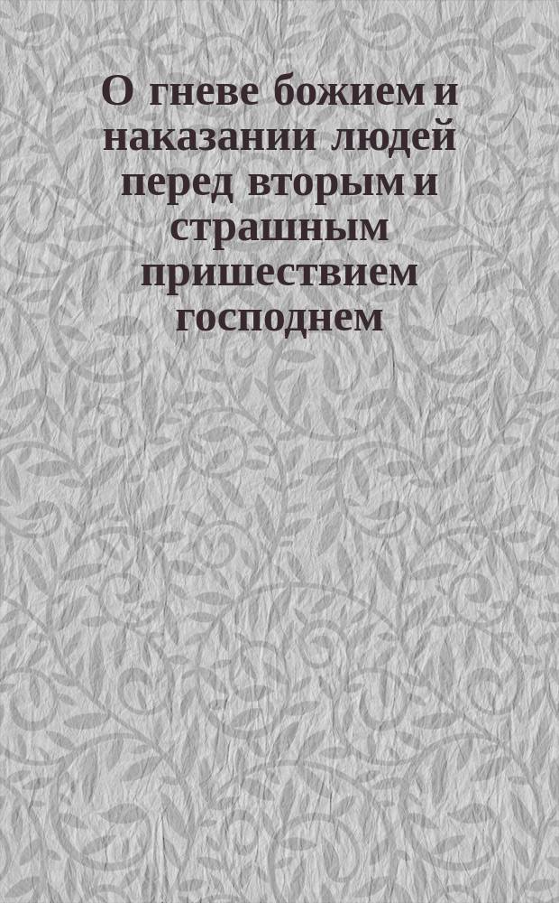 О гневе божием и наказании людей перед вторым и страшным пришествием господнем