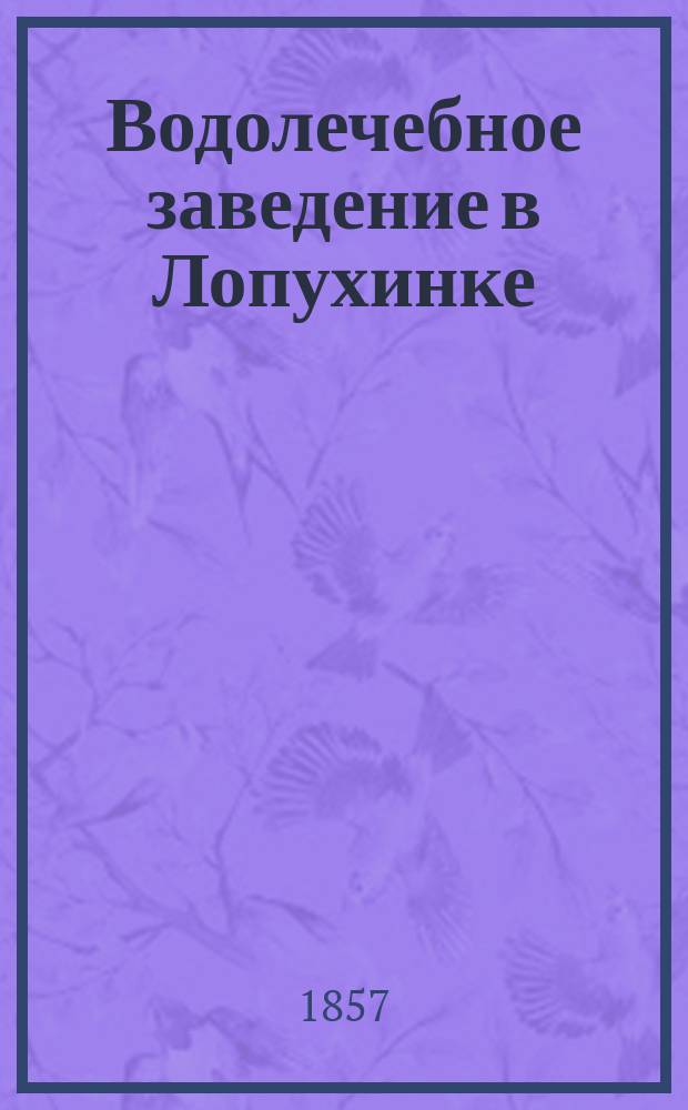 Водолечебное заведение в Лопухинке