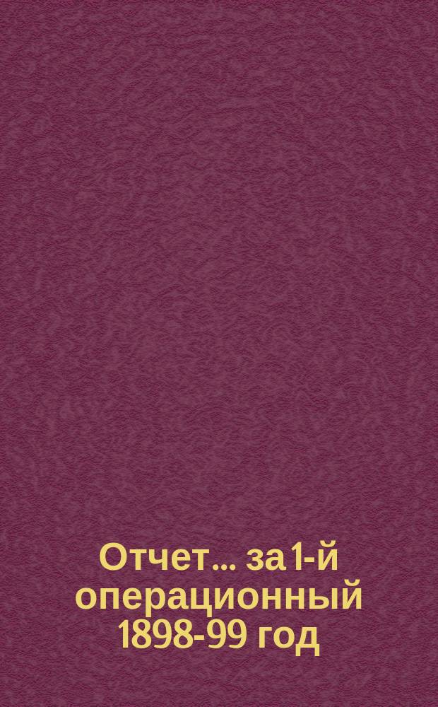 Отчет... за 1-й операционный 1898-99 год : за 1-й операционный 1898-99 год, за время с 16-го июля 1898 по 1-е мая 1899 г. ; Баланс на 30 апреля 1899 года
