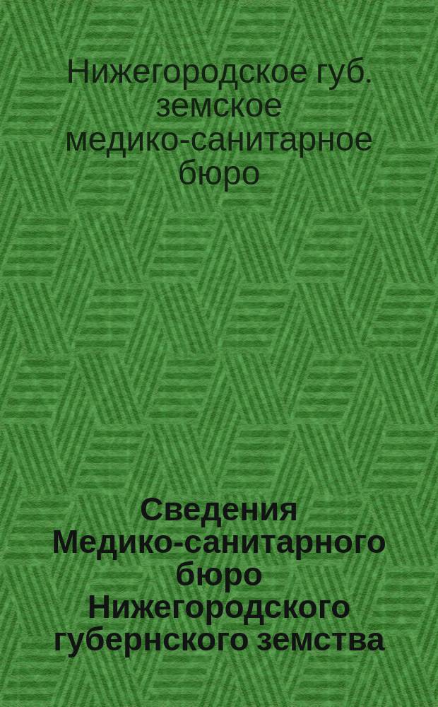 Сведения Медико-санитарного бюро Нижегородского губернского земства