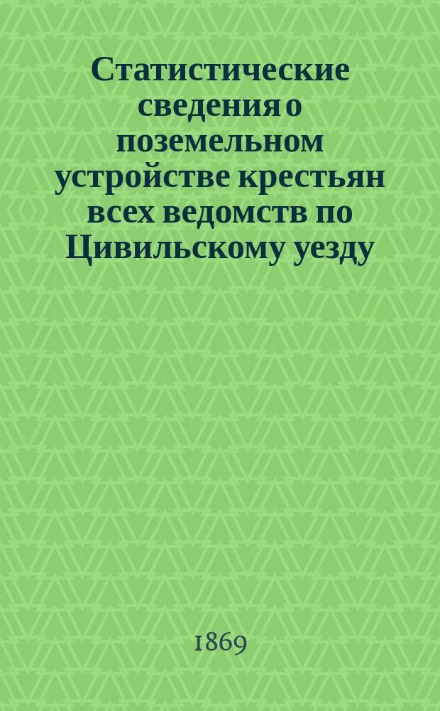 Статистические сведения о поземельном устройстве крестьян всех ведомств по Цивильскому уезду, Казанской губернии