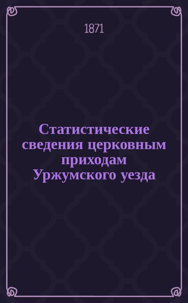 Статистические сведения церковным приходам Уржумского уезда