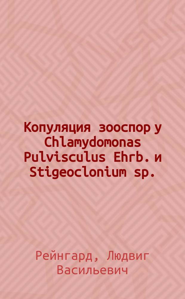 Копуляция зооспор у Chlamydomonas Pulvisculus Ehrb. и Stigeoclonium sp.