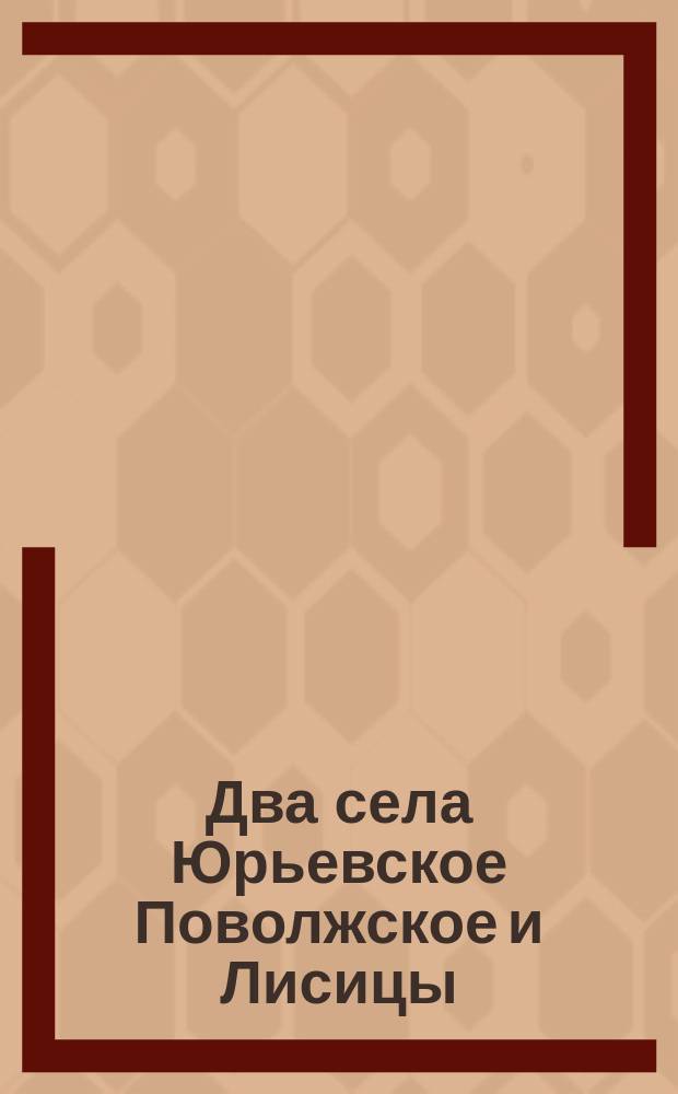 Два села Юрьевское Поволжское и Лисицы : Ист. очерк
