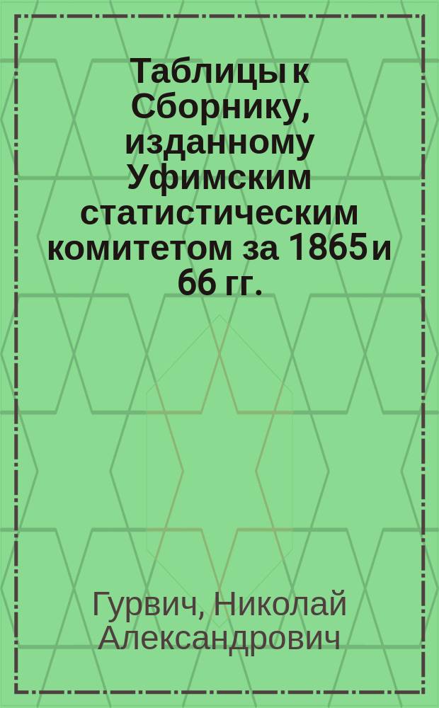 Таблицы к Сборнику, изданному Уфимским статистическим комитетом за 1865 и 66 гг.