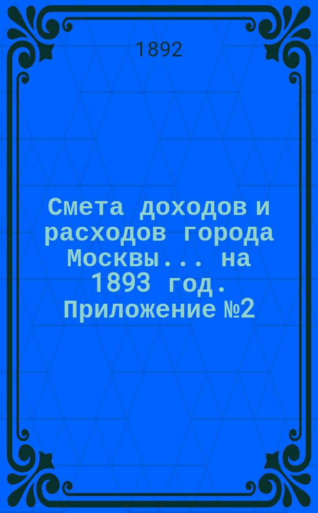 Смета доходов и расходов города Москвы... на 1893 год. Приложение № 2 : Приложение № 2