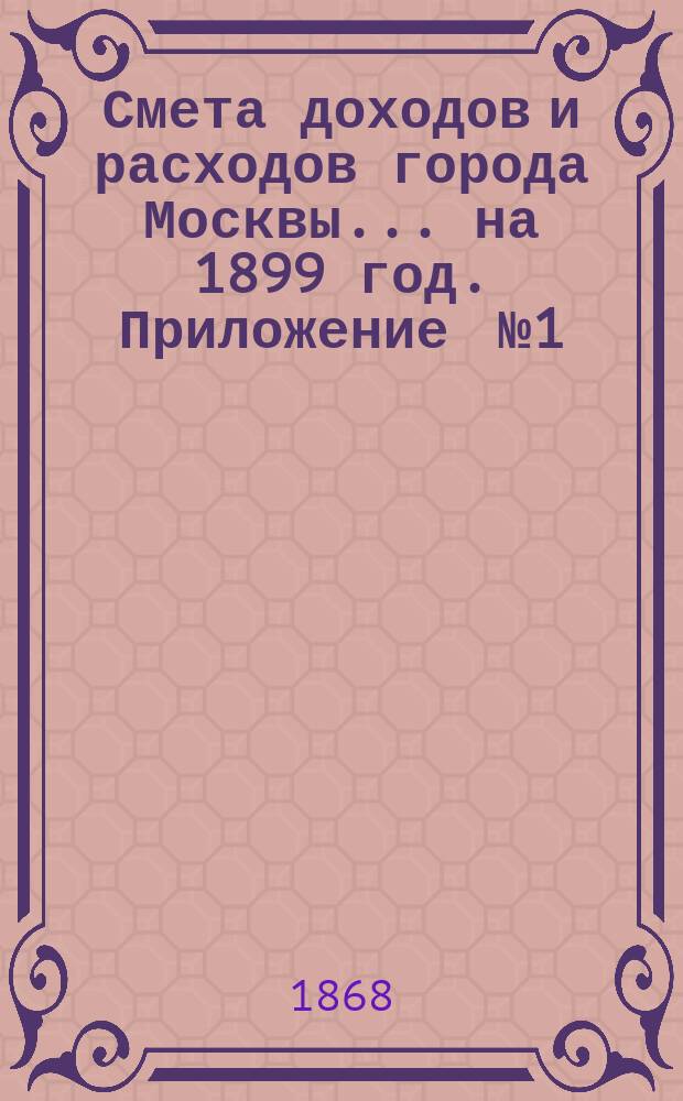 Смета доходов и расходов города Москвы... на 1899 год. Приложение [№ 1] : Приложение [№ 1]