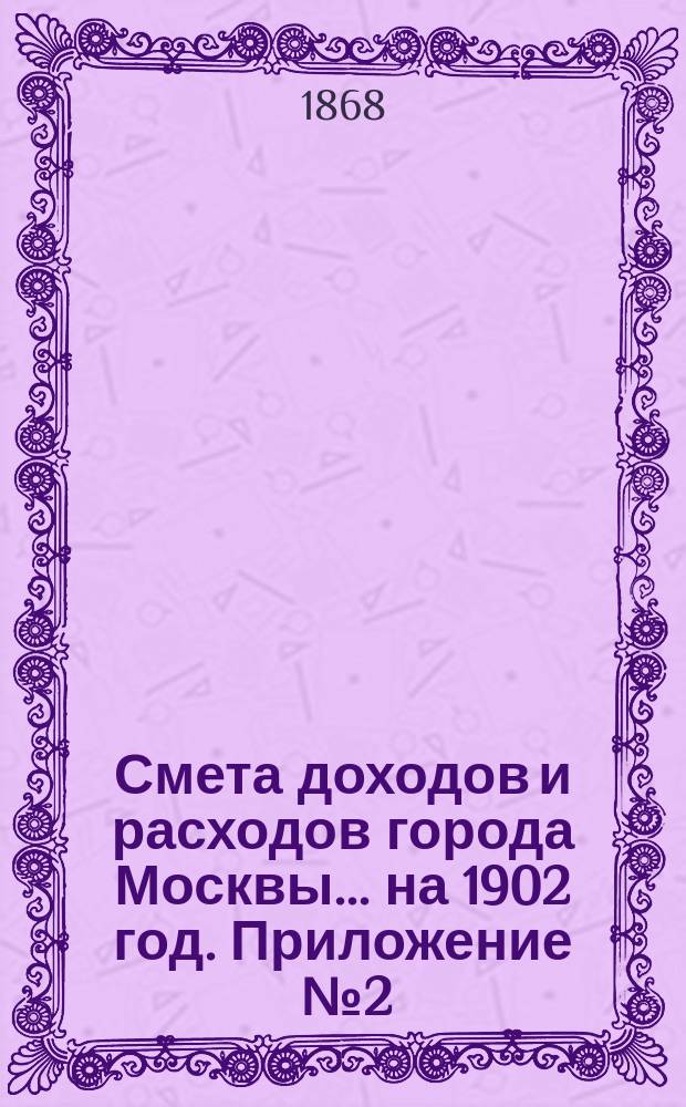 Смета доходов и расходов города Москвы... на 1902 год. Приложение [№ 2] : Приложение [№ 2]