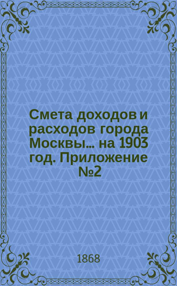 Смета доходов и расходов города Москвы... на 1903 год. Приложение [№ 2] : Приложение [№ 2]