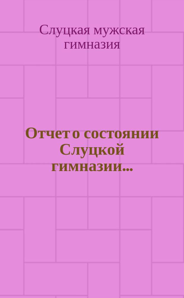 Отчет о состоянии Слуцкой гимназии...