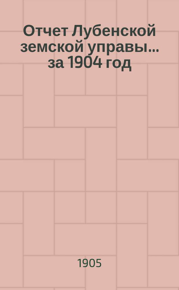 Отчет Лубенской земской управы... за 1904 год
