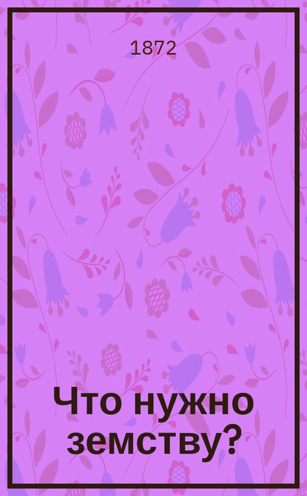 Что нужно земству?