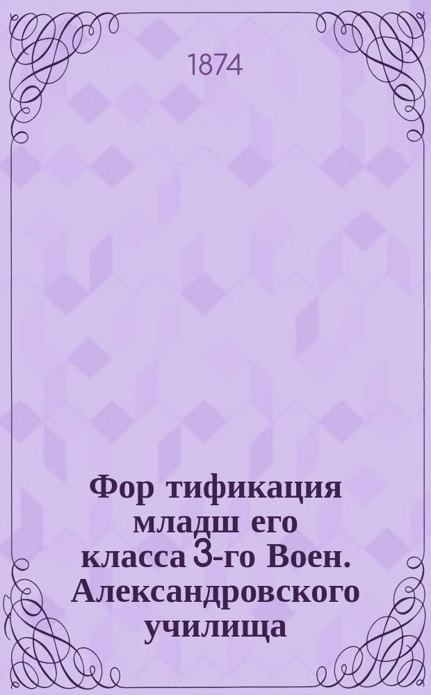 Фор[тификация] младш[его] класса [3-го Воен. Александровского училища] : О лагерях