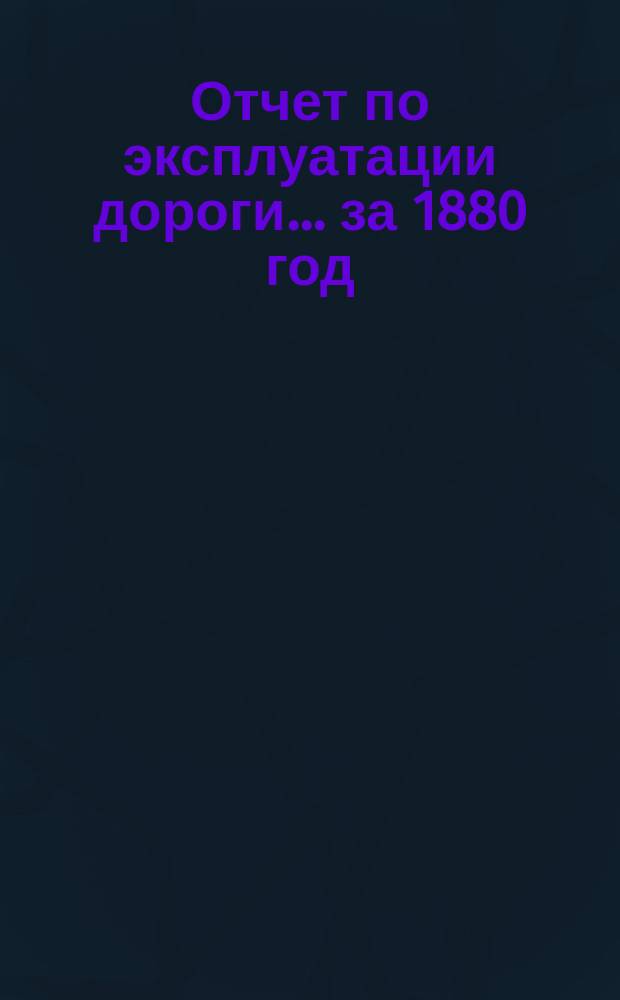 Отчет по эксплуатации дороги... за 1880 год