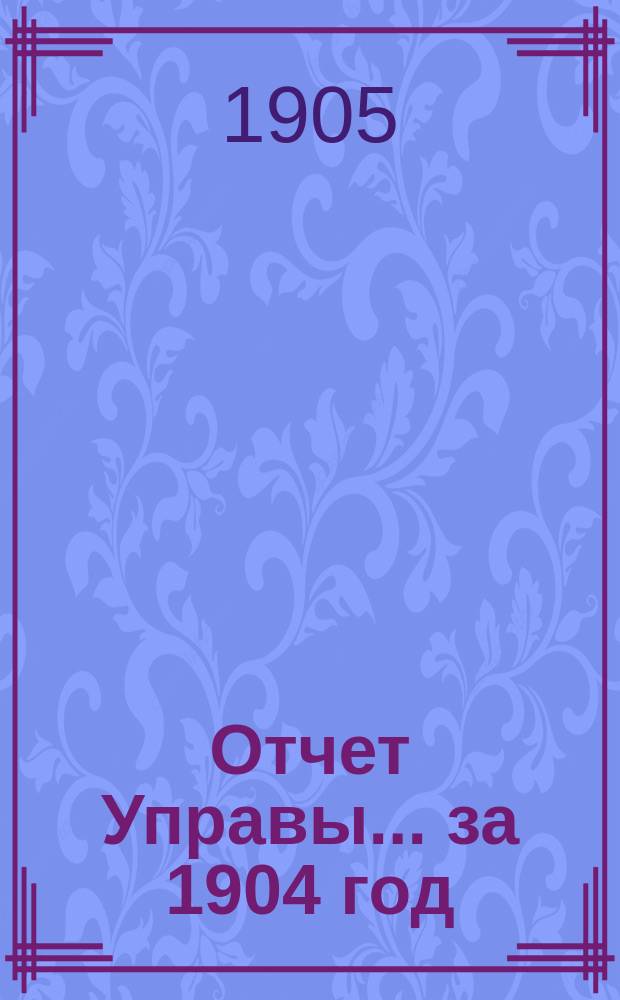 Отчет Управы... за 1904 год