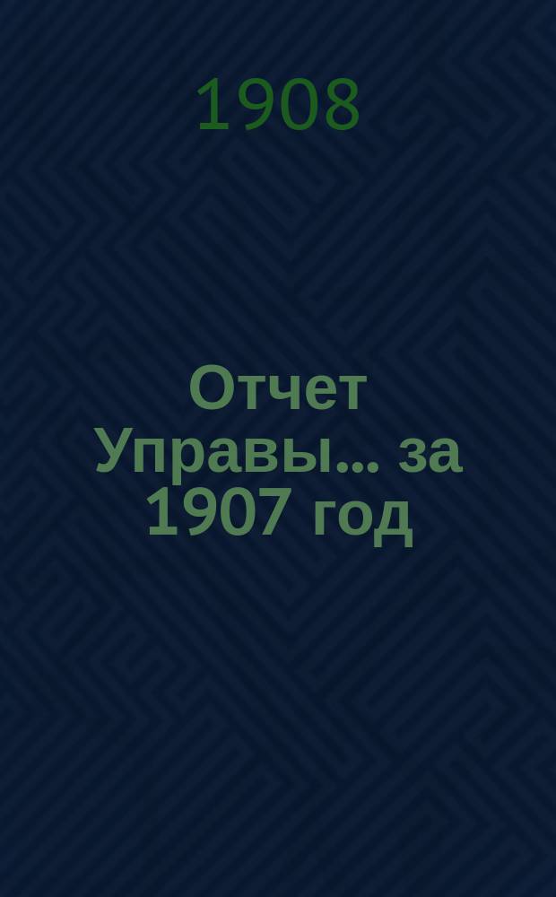 Отчет Управы... за 1907 год