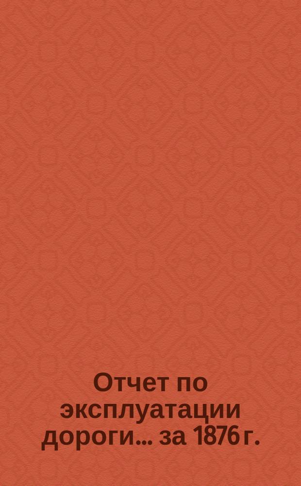 Отчет по эксплуатации дороги ... за 1876 г.