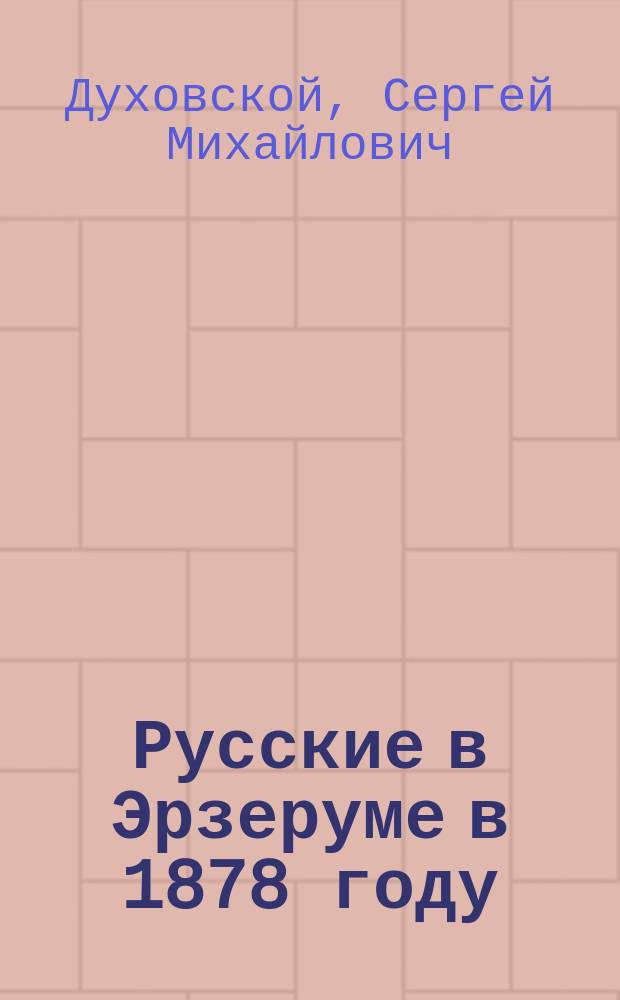 Русские в Эрзеруме в 1878 году : С план. города и черт. памятника