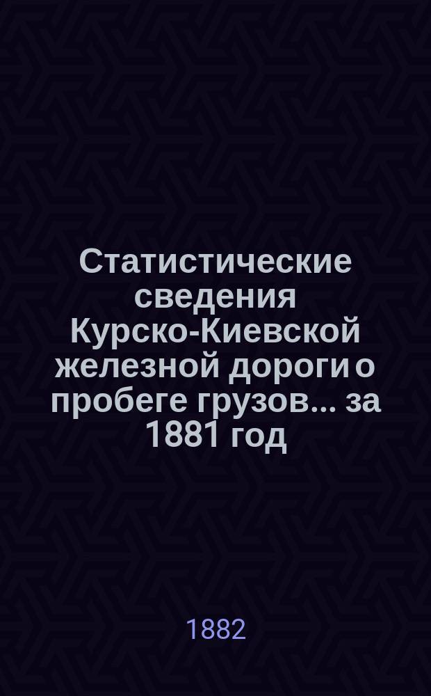 Статистические сведения Курско-Киевской железной дороги о пробеге грузов... ... за 1881 год