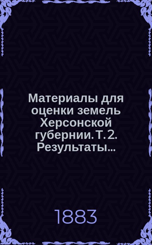Материалы для оценки земель Херсонской губернии. Т. 2. Результаты... : Результаты подворной переписи... 1883-1885 гг.