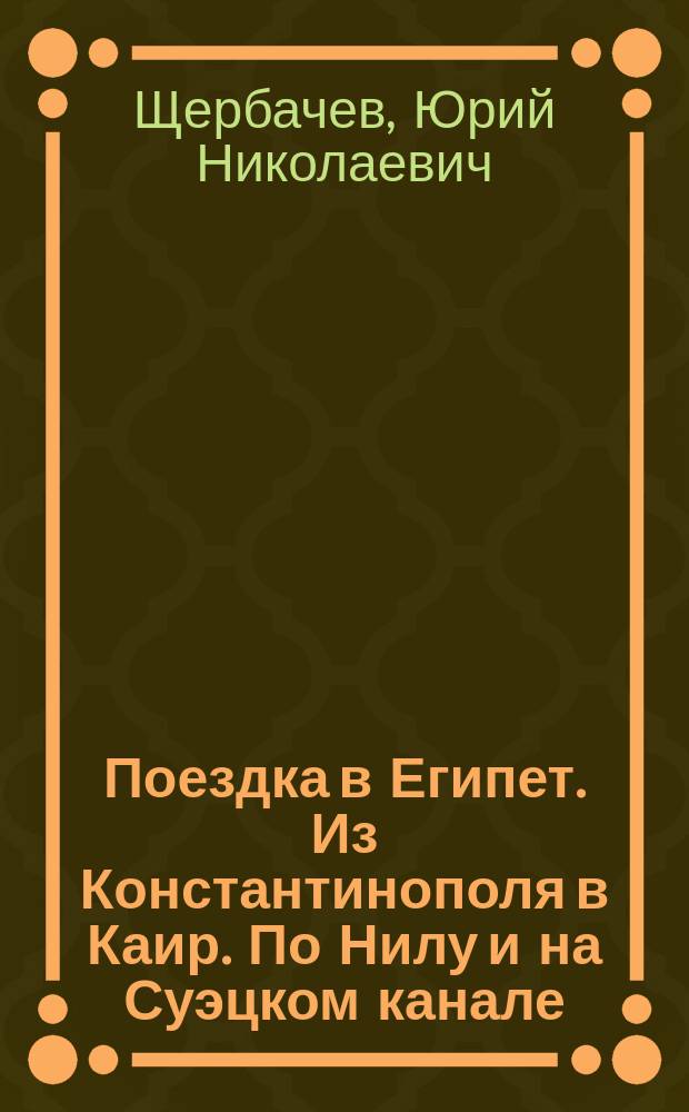 Поездка в Египет. Из Константинополя в Каир. По Нилу и на Суэцком канале : В прил.: 1. Примечания к Поездке в Египет. 2. В русском доме за границей