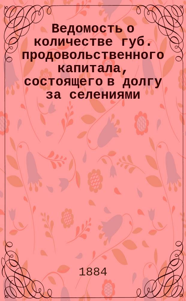 Ведомость о количестве губ. продовольственного капитала, состоящего в долгу за селениями, по уездам Тверской губернии, к 1 января 1884 года