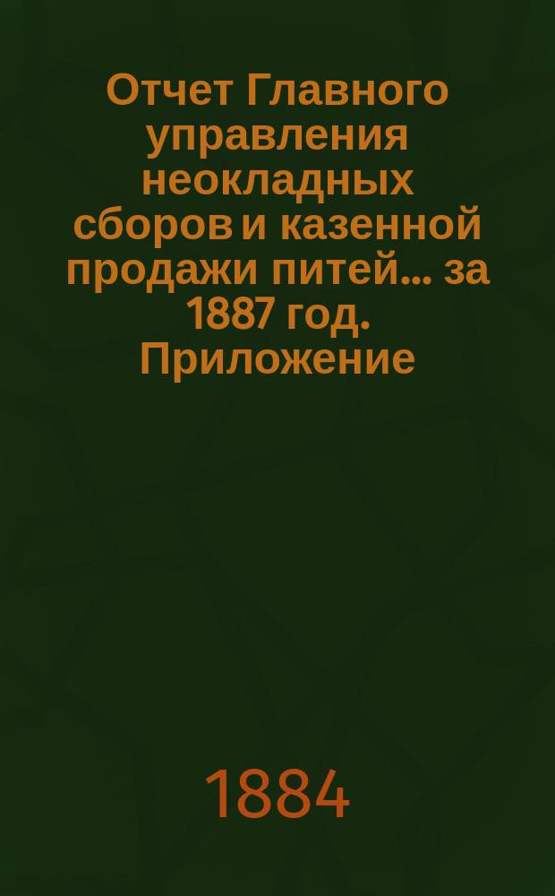 Отчет Главного управления неокладных сборов и казенной продажи питей ... за 1887 год. Приложение : Приложение