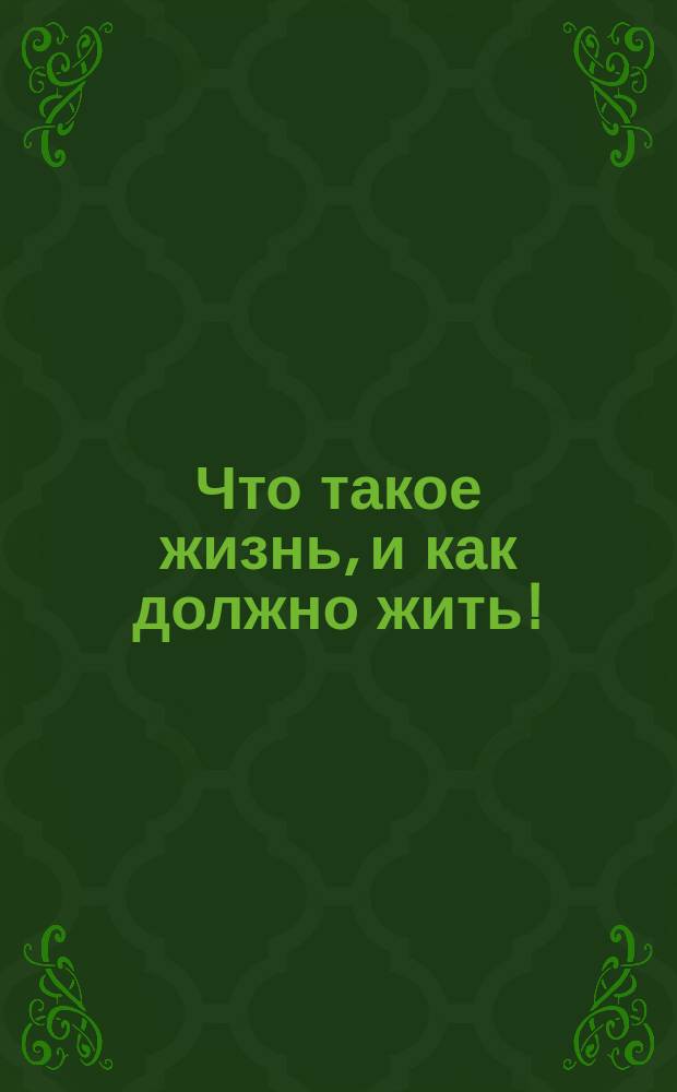 Что такое жизнь, и как должно жить! : Размышление в день рождения