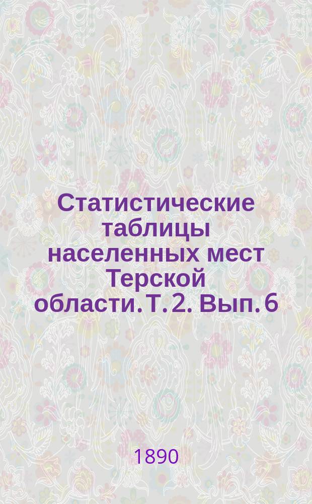 Статистические таблицы населенных мест Терской области. Т. 2. Вып. 6 : Хасав-Юртовский округ
