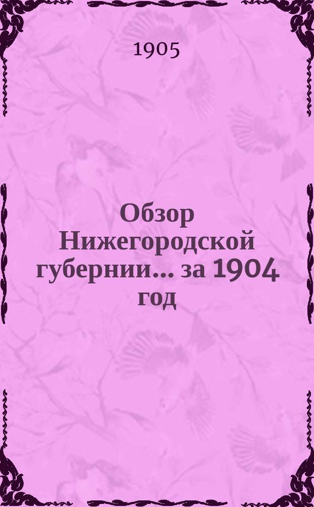 Обзор Нижегородской губернии ... за 1904 год