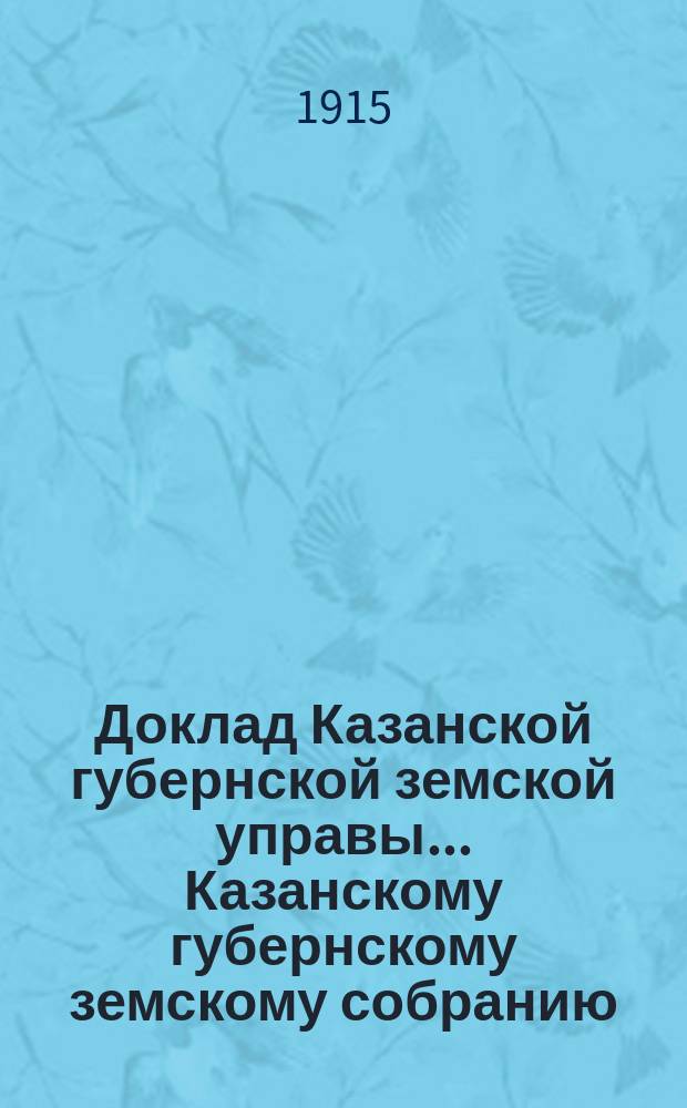 Доклад Казанской губернской земской управы... Казанскому губернскому земскому собранию. ... 51-му очередному [1915 г.] : Доклад... с представлением проекта сметы расходов по Отделу мелкой промышленности и профессионального образования на 1916 год