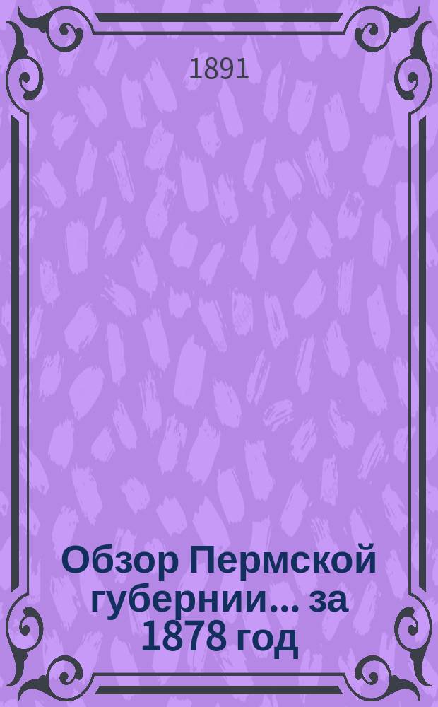 Обзор Пермской губернии... за 1878 год