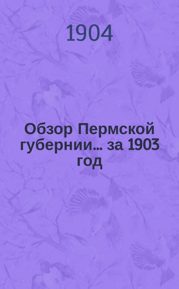 Обзор Пермской губернии... за 1903 год
