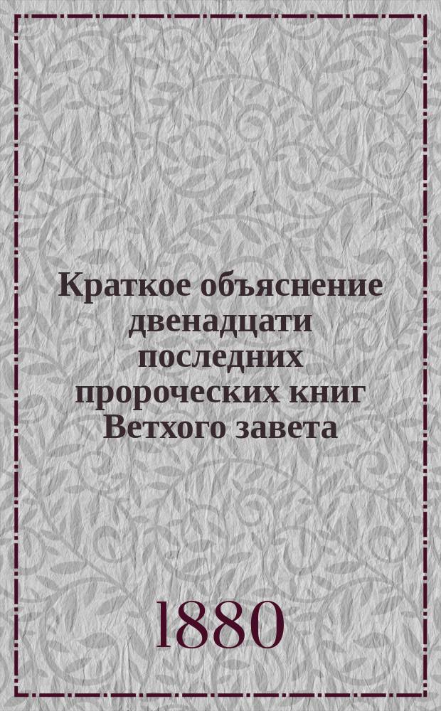 Краткое объяснение двенадцати последних пророческих книг Ветхого завета : С прил. Общего взгляда на период пророков, библ. текста и синхронистич. карты