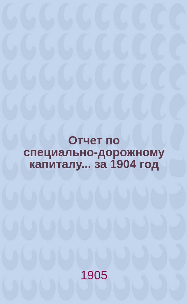 Отчет по специально-дорожному капиталу... за 1904 год