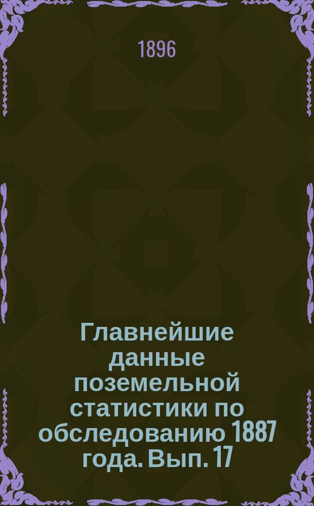 Главнейшие данные поземельной статистики по обследованию 1887 года. Вып. 17 : Ковенская губерния