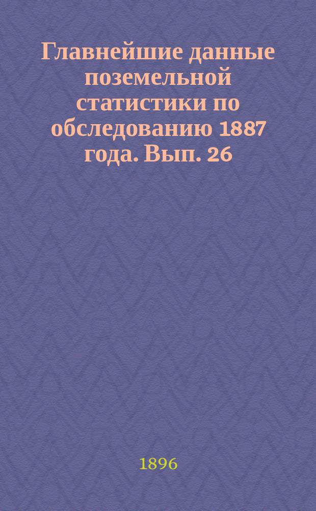 Главнейшие данные поземельной статистики по обследованию 1887 года. Вып. 26 : Новгородская губерния