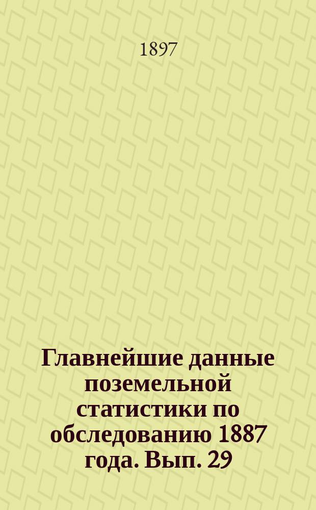 Главнейшие данные поземельной статистики по обследованию 1887 года. Вып. [29] : Орловская губерния