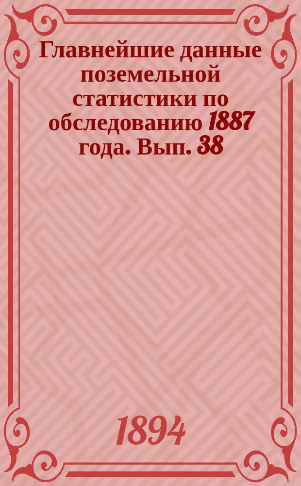 Главнейшие данные поземельной статистики по обследованию 1887 года. Вып. 38 : Саратовская губерния