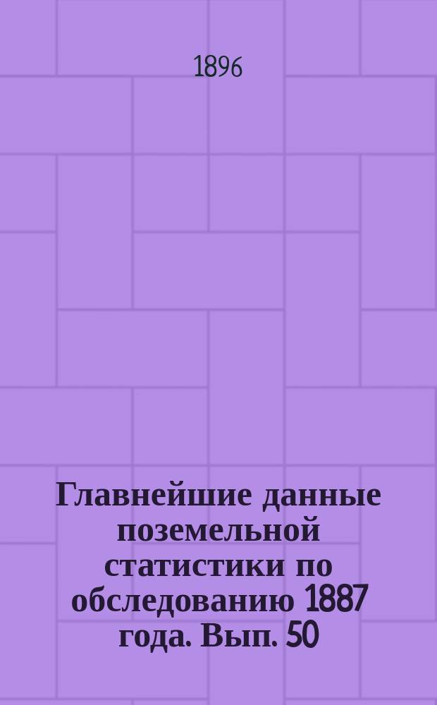 Главнейшие данные поземельной статистики по обследованию 1887 года. Вып. 50 : Ярославская губерния