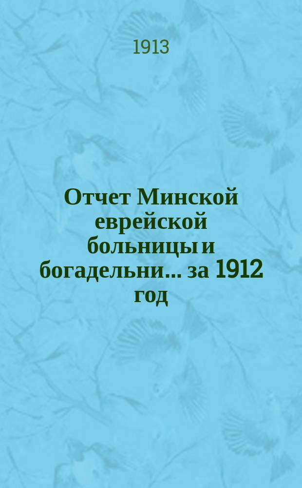 Отчет Минской еврейской больницы и богадельни... за 1912 год