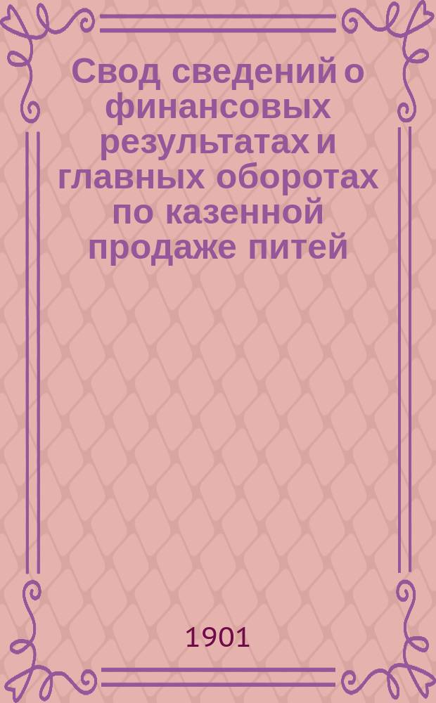 Свод сведений о финансовых результатах и главных оборотах по казенной продаже питей .. : Сост. по отчетам губ. и обл. акцизных управлений. за 1900 год