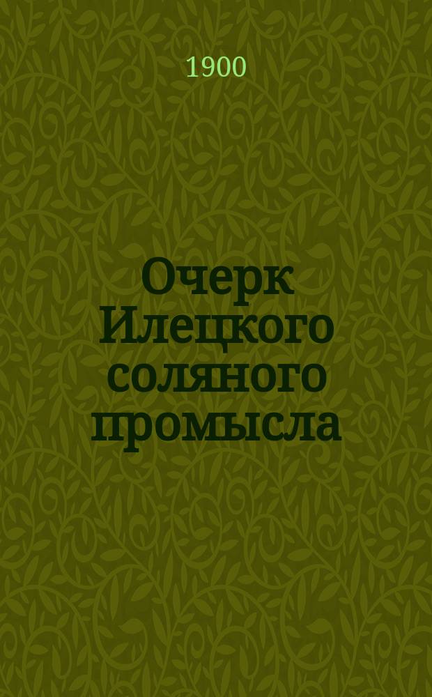 Очерк Илецкого соляного промысла