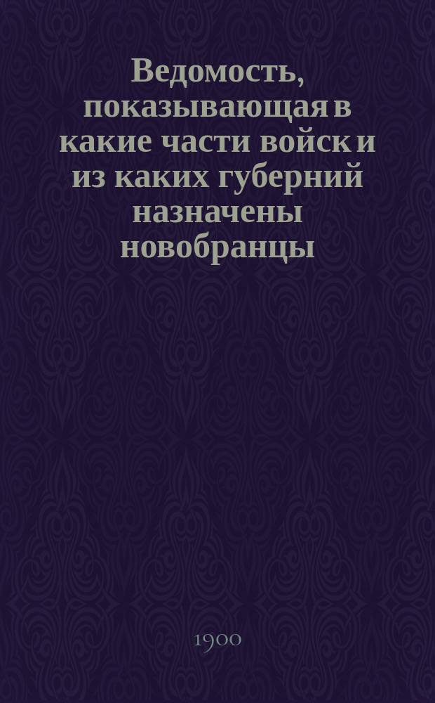 Ведомость, показывающая в какие части войск и из каких губерний назначены новобранцы, призыва 1900 г.