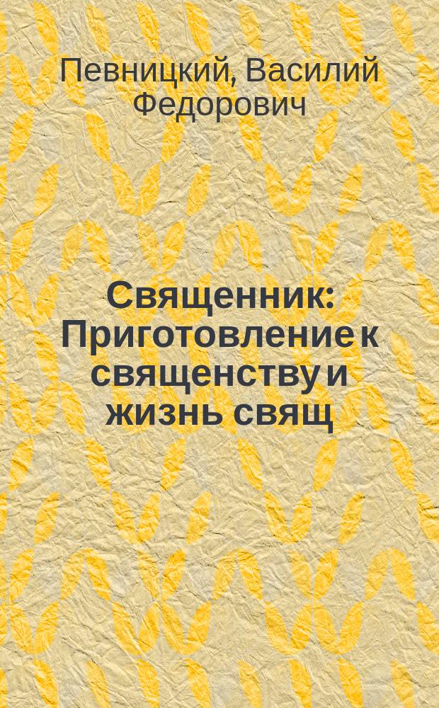 Священник : Приготовление к священству и жизнь свящ
